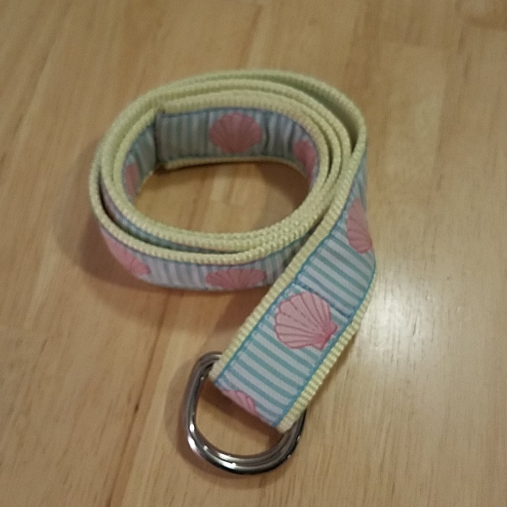 Douglas Paquette Pastel Shell Print D-Ring Slide Belt Small